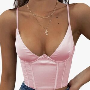 Pink Satin Corset Top